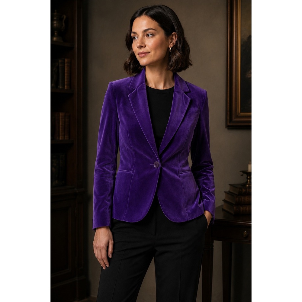 Kim Rogers Purple Velvet Blazer Dark Academia Office Siren 6 Petite